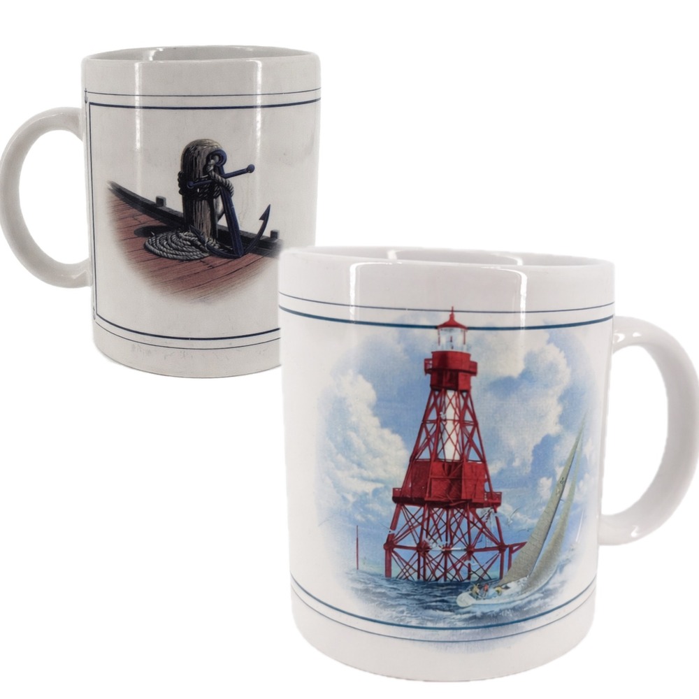 Vintage OTAGIRI American Shoal Lighthouse and Anchor Nautical Coffee Mug